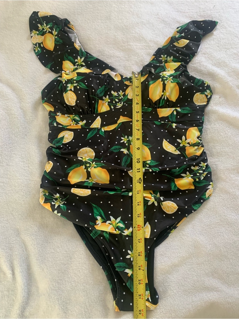 Daci Ruffled Vintage Retro Style Lemon Print Tummy Control Swimsuit Plus Size 16 - Picture 10 of 13